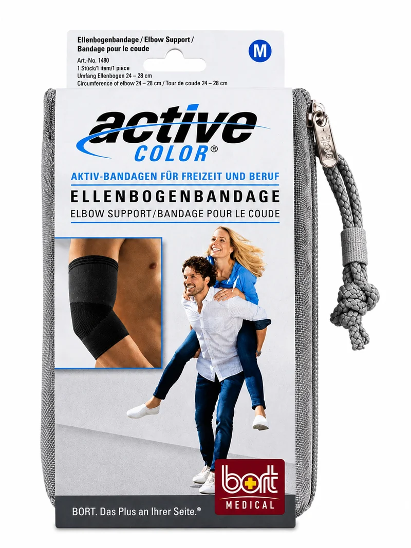 Bort Active Color Ellenbogenbandage, schwarz, L