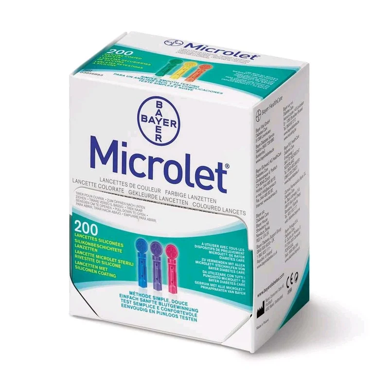Bayer MICROLET® Lanzetten, farbig, sanft, silikonbeschichtet, 1Packung
