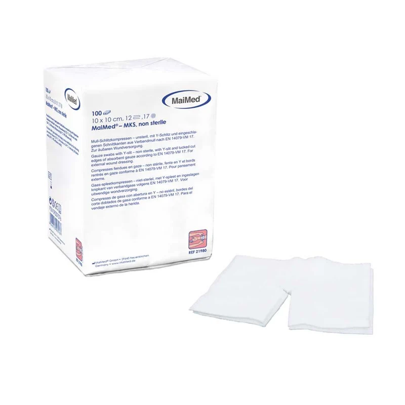MaiMed® MKS Mull-Schlitzkompressen, unsteril, Y-Schlitz, 100St