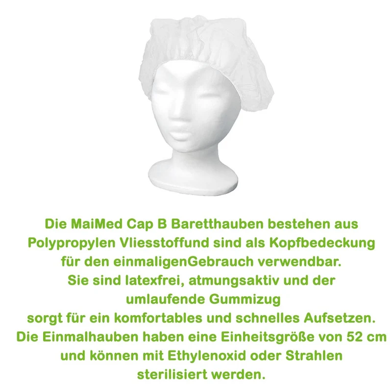 MaiMed Cap B, Baretthauben, Einweghauben, 100 St., versch. Farben