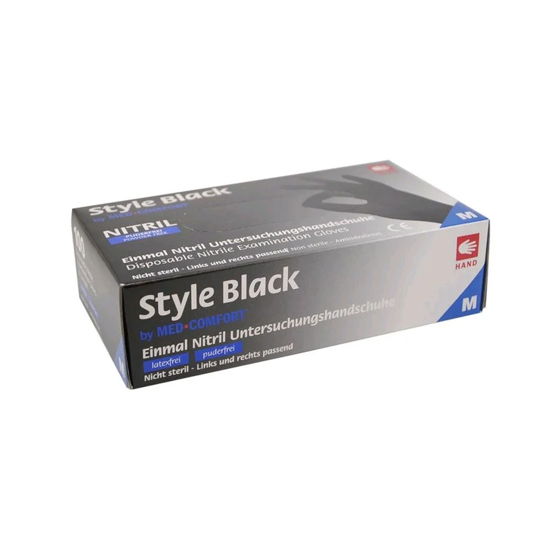 Ampri Style Black - Nitril Handschuhe schwarz, puderfrei, 100 St.