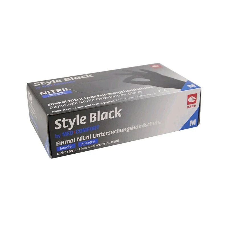 Ampri Style Black - Nitril Handschuhe schwarz, puderfrei, 100 St.