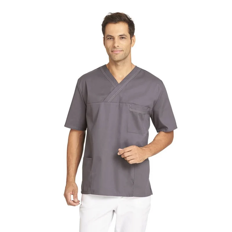 Leiber Schlupfkasack, Unisex, Kurzarm, Kontraststeppung, Taschen, Farben / Gr. XS-3XL