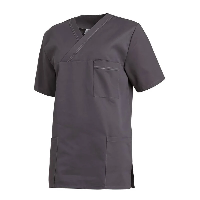 Leiber Schlupfkasack, Unisex, Kurzarm, Kontraststeppung, Taschen, Farben / Gr. XS-3XL