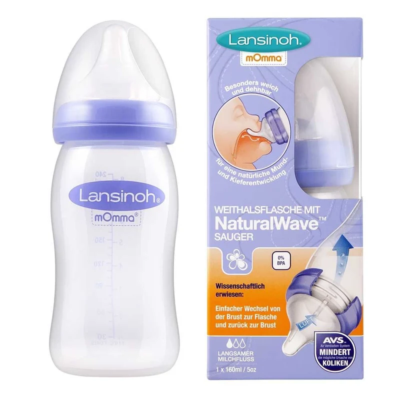 Lansinoh Weithalsflasche, NaturalWave™ Sauger, BPA frei, versch. Gr.
