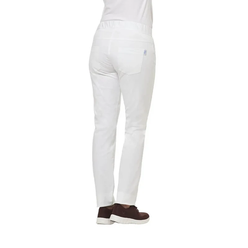Leiber Damenhose mit Rundumgummizug, 2 Gesäßtaschen, Weiß, Gr. 34-50