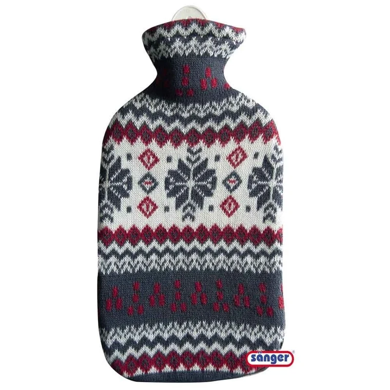 Sänger 2 L Gummi-Wärmflasche inkl. Strickbezug, versch. Farben/Muster