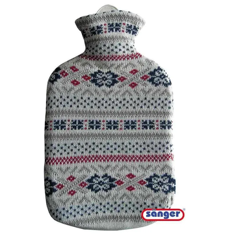 Sänger 2 L Gummi-Wärmflasche inkl. Strickbezug, versch. Farben/Muster
