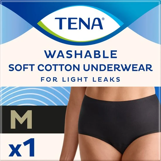 TENA Wasbaar Ondergoed - zwart katoen - Medium