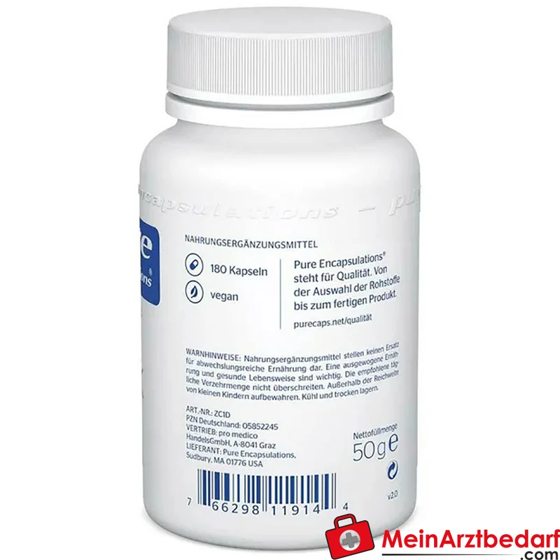 Pure Encapsulations Zink 94 mg (Zinkcitrat) Kapseln 60 Stück
