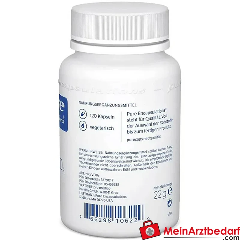 Pure Encapsulations Vitamin D3 400 I.E. (10 µg) Kapseln 60 Stück