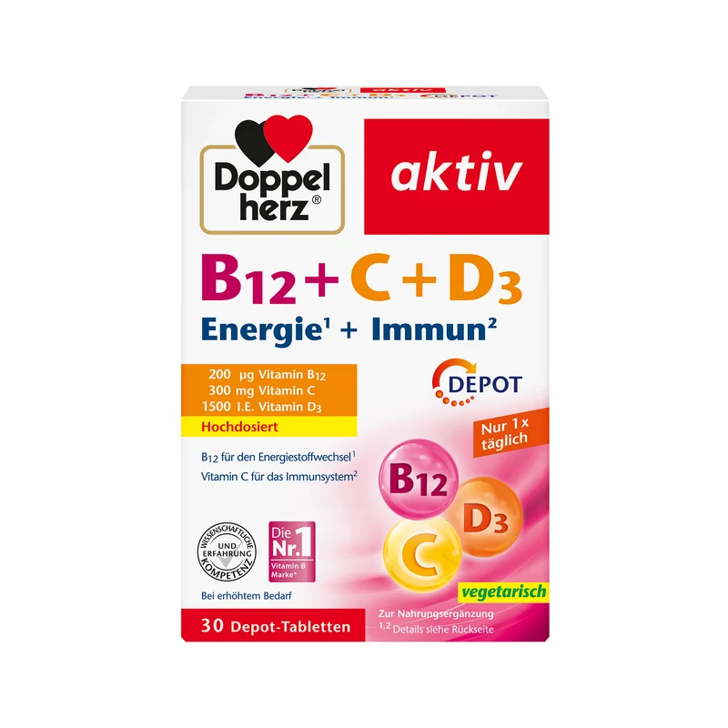 Doppelherz aktiv Vitamin B12 + C + D3, Depot in versch. Mengen