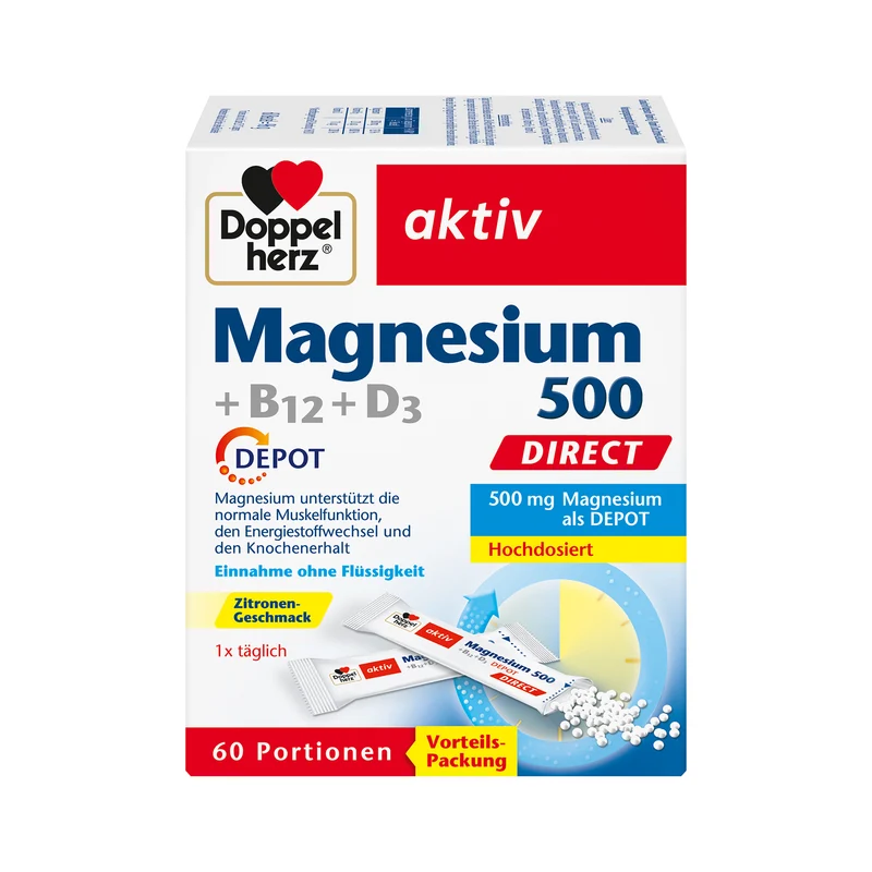 Doppelherz aktiv Magnesium 500 + B12 + D3 Depot, direct in versch. Portionen