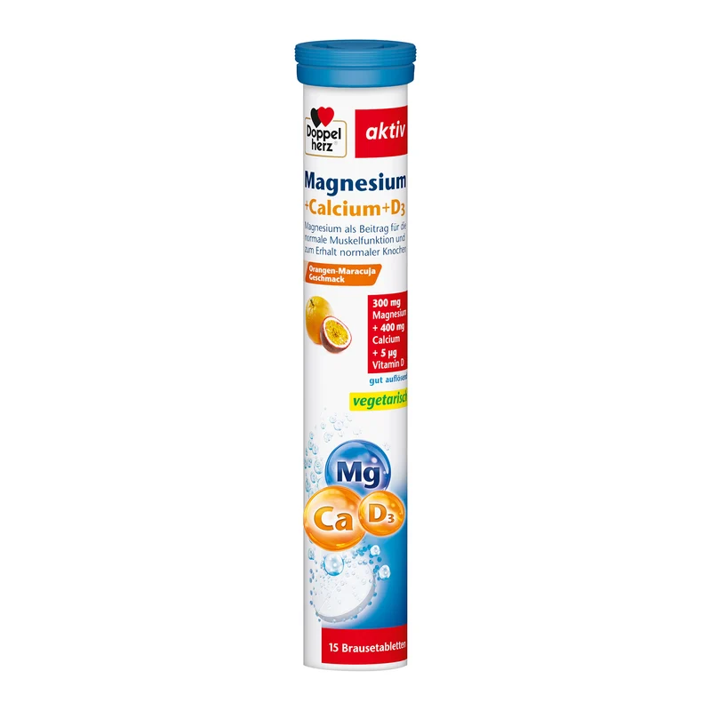 Doppelherz aktiv Magnesium + Calcium + Vitamin D3, 15 Brausetabletten