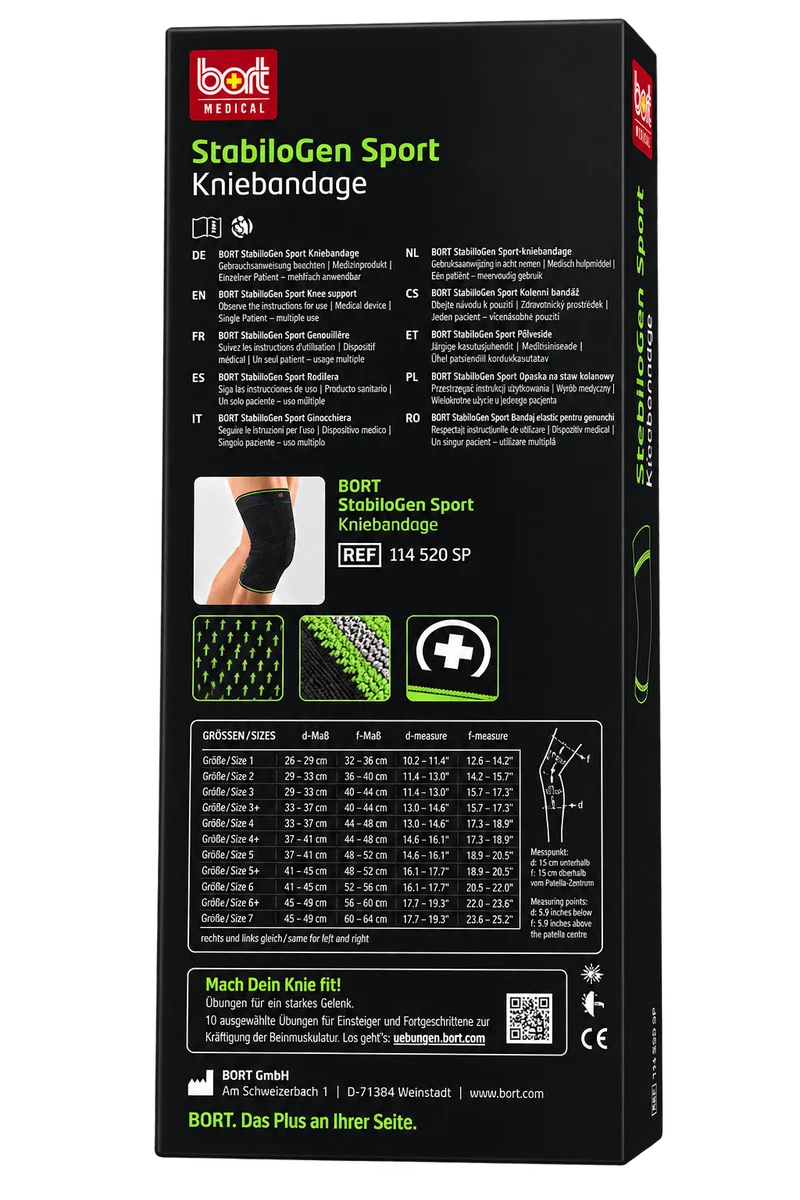 BORT StabiloGen® Sport Kniebandage, leitet Feuchtigkeit ab, viele Gr.