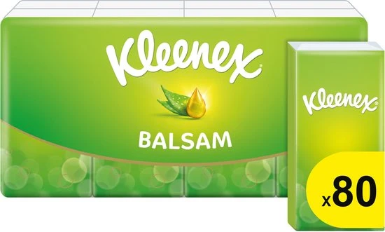 Kleenex zakdoekjes - Balsam - Voordeelbox - 8 pakjes x 10 stuks - 80 zakdoekjes