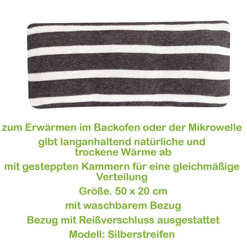 Sänger Kirschkernkissen, mit Silberstreifen, unterteilt in 3 Kammern
