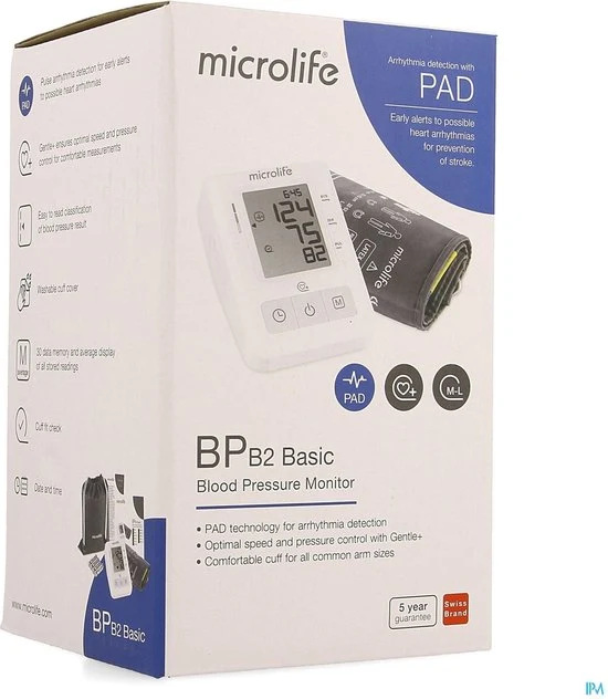 Microlife BP B2 Basic - Bovenarm Bloeddrukmeter - Klinisch Gevalideerd - Nr. 1 bij Huisartsen