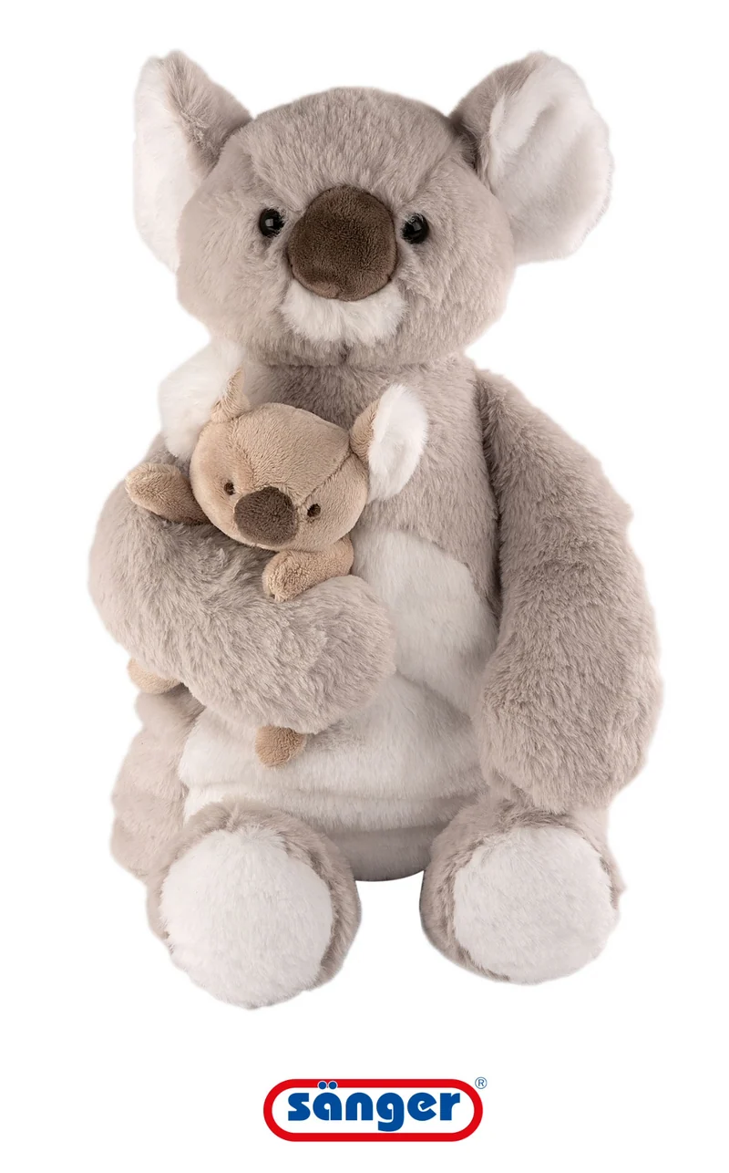 Sänger Koala "Jess" mit Körnerkissen-Baby "Jessie" mit 0,8 Liter Gummi-Wärmflasche & Kirschsteinfüllung
