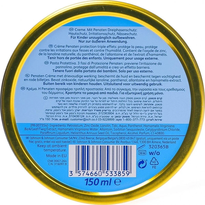 Penaten Créme - 150 ml - Originele Johnson & Johnson in blik
