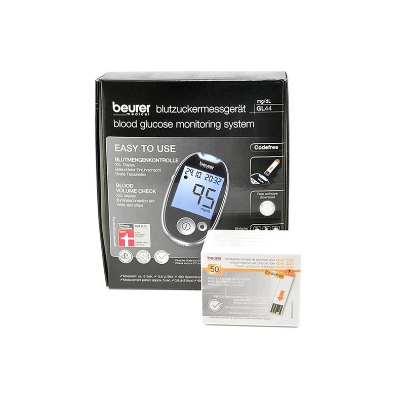 Beurer Blutzucker Messgerät GL 44 mg/dl black inkl. 50 Teststreifen