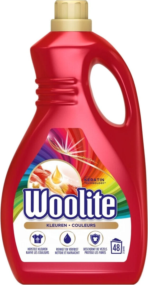 Woolite Kleuren Wasmiddel voor Gekleurde Was met Keratine - 48 Wasbeurten - 2,9 L