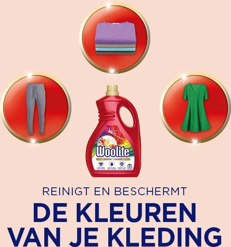 Woolite Kleuren Wasmiddel voor Gekleurde Was met Keratine - 48 Wasbeurten - 2,9 L
