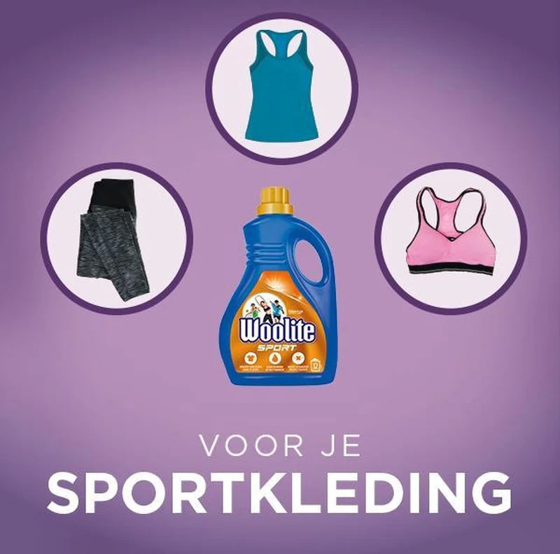 Woolite Sport Wasmiddel met Fiber Flex Technology - 32 Wasbeurten - 1,9 L