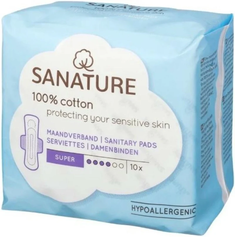 Sanature 100% Katoenen Maandverband Super - 10st