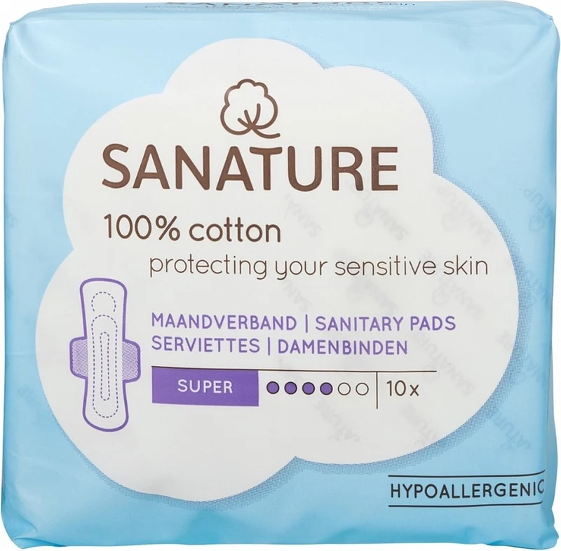 Sanature 100% Katoenen Maandverband Super - 10st