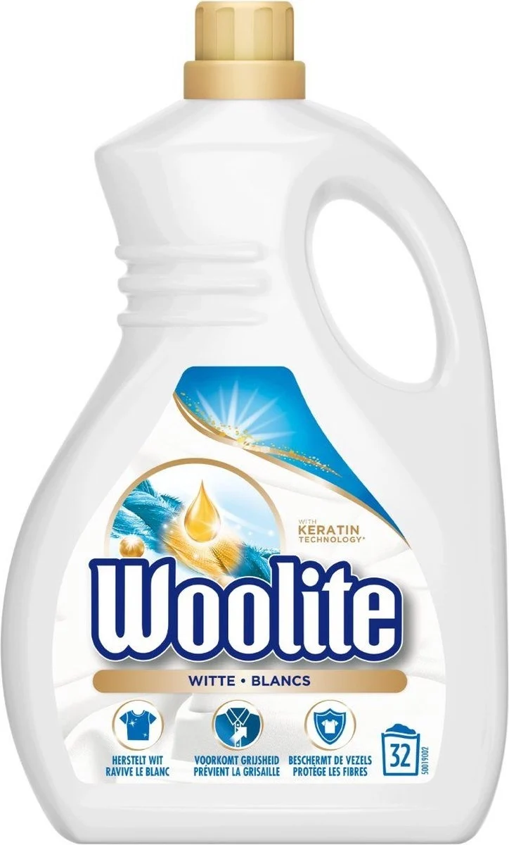 Woolite Witte Wasmiddel met Keratine - 32 Wasbeurten - 1.9 L