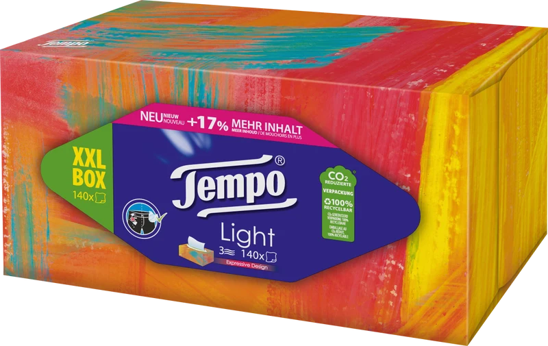 Tempo XXL Light box - Tissuebox - 140 tissues Assortie afbeelding doos