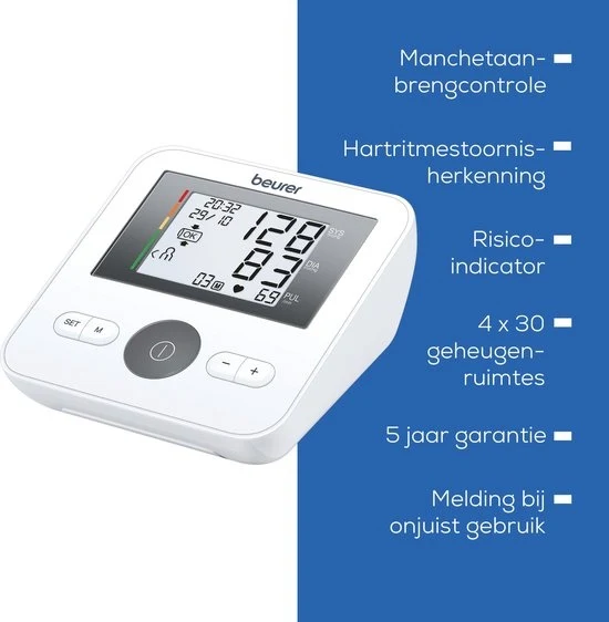 Beurer BM 27 Basic Bloeddrukmeter bovenarm - Risico-indicator - Manchet 22 tot 42 cm