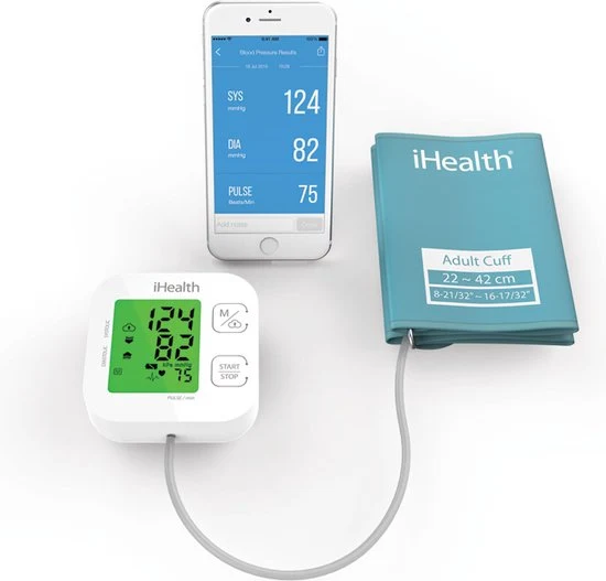 iHealth Track KN-550BT - Bloeddrukmeter Bovenarm - Hartslagmeter- Manchet 22 - 42 cm