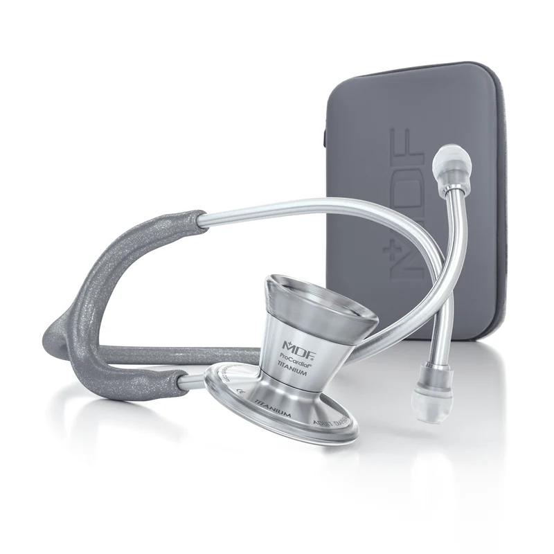 ProCardial® Titan Erwachsenen Kardiologie Stethoskop + Etui - Grau Glitzer