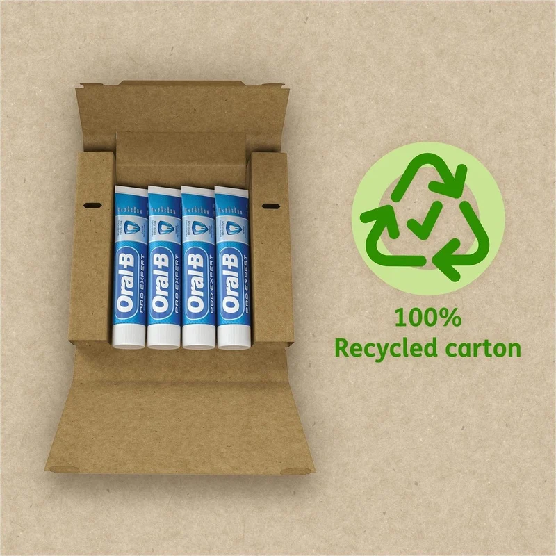 Oral-B Tandpasta Voordeelverpakking - Pro-Expert Professionele Bescherming - 4 x 125 ml - In Gerecycleerd Karton - Verpakking beschadigd
