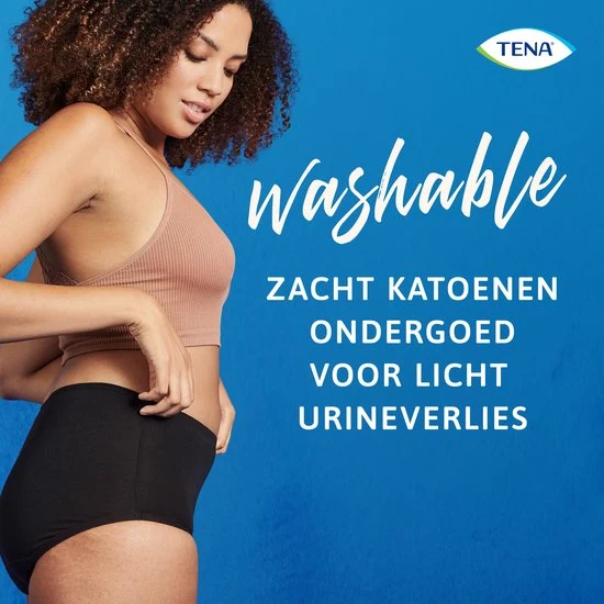 TENA Wasbaar Ondergoed - zwart katoen - Large - voor urineverlies (incontinentie)