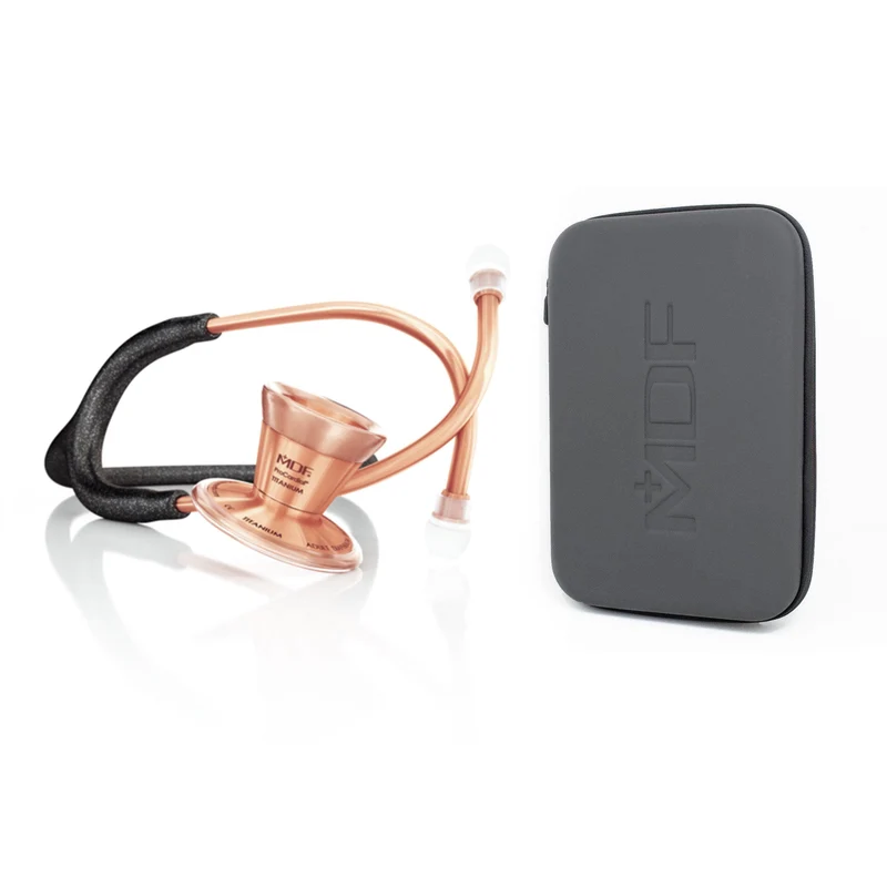 ProCardial® Titan Erwachsenen Kardiologie Stethoskop+Etui - Schwarz Glitze/Roségold