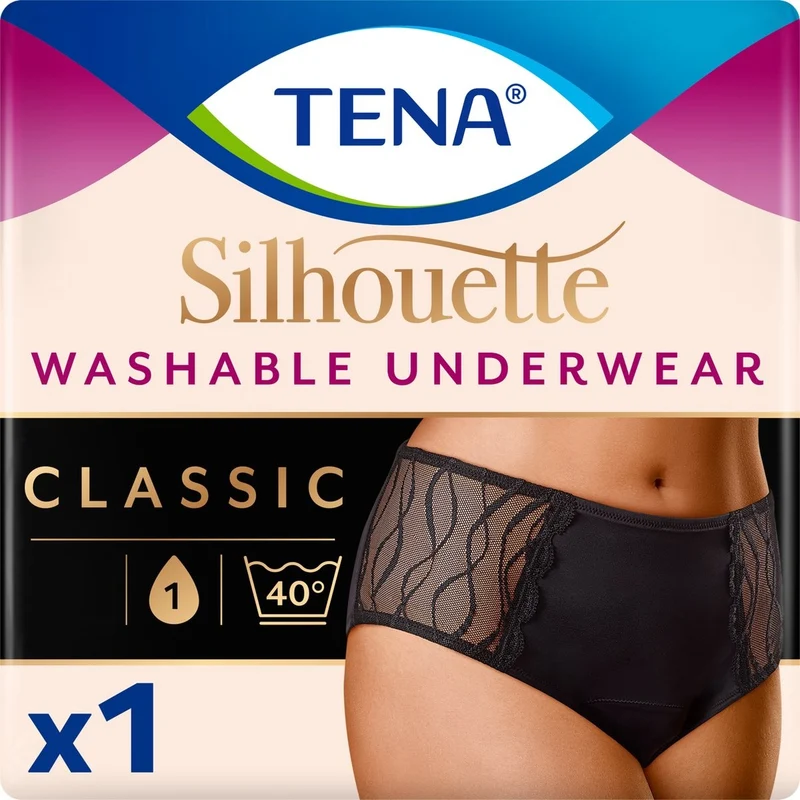 TENA Silhouette Noir - Classic - wasbaar absorberend ondergoed maat M - incontinentie