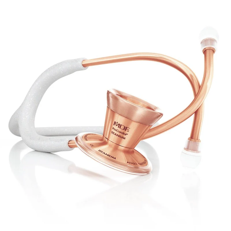 ProCardial® Titan Erwachsenen Kardiologie Stethoskop - Weiß Glitzer/ Roségold