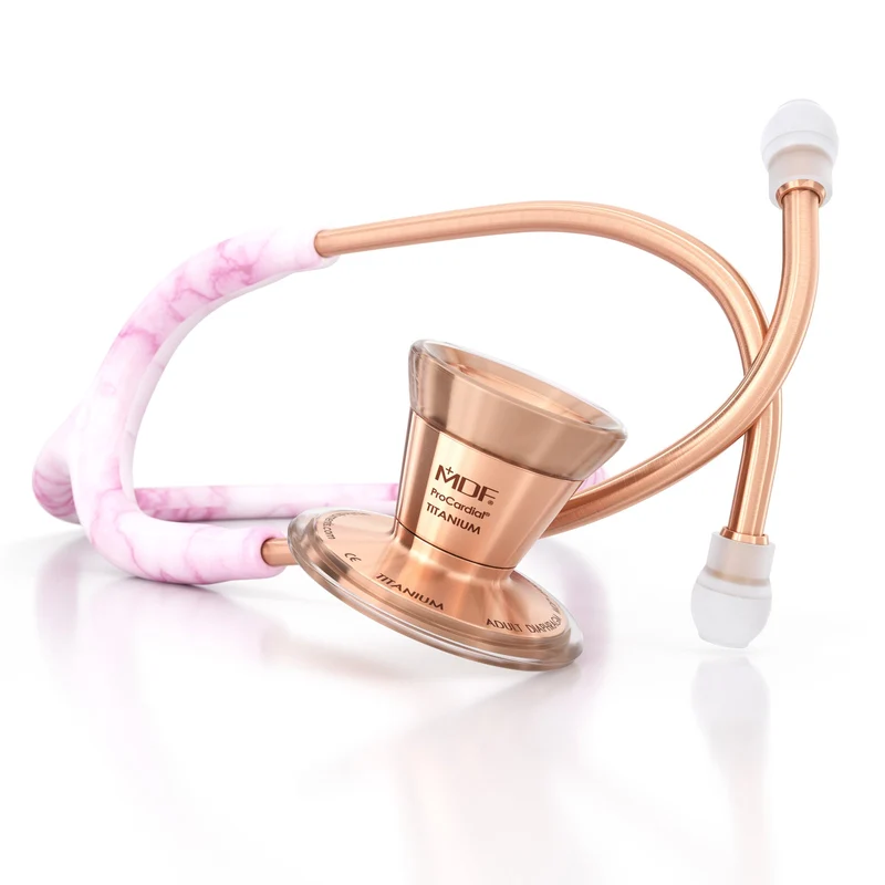 ProCardial® Titan Kardiologie Stethoskop - Georgia Pink Mamor/ Roségold+Transportetui