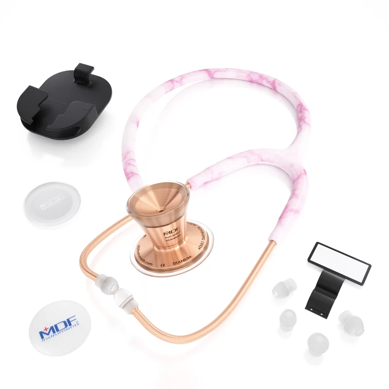 ProCardial® Titan Kardiologie Stethoskop - Georgia Pink Mamor/ Roségold+Transportetui
