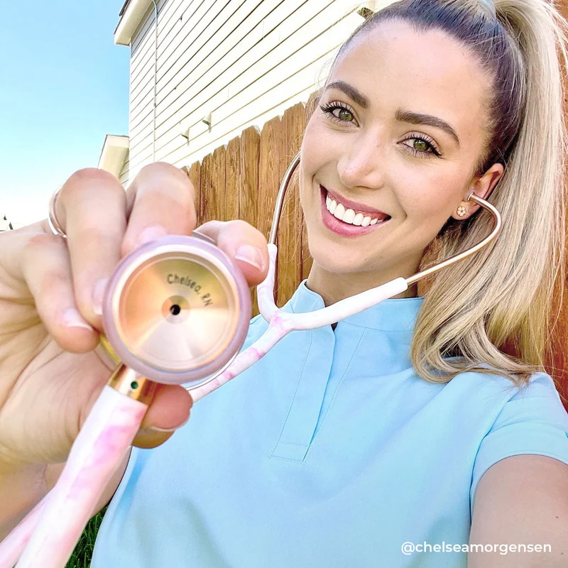 ProCardial® Titan Kardiologie Stethoskop - Georgia Pink Mamor/ Roségold+Transportetui