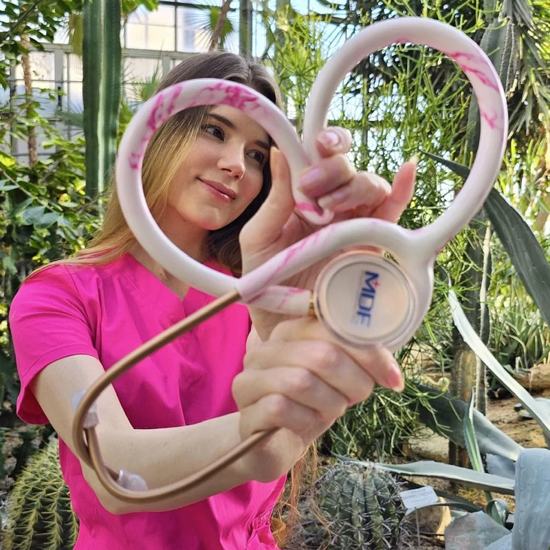 ProCardial® Titan Kardiologie Stethoskop - Georgia Pink Mamor/ Roségold+Transportetui