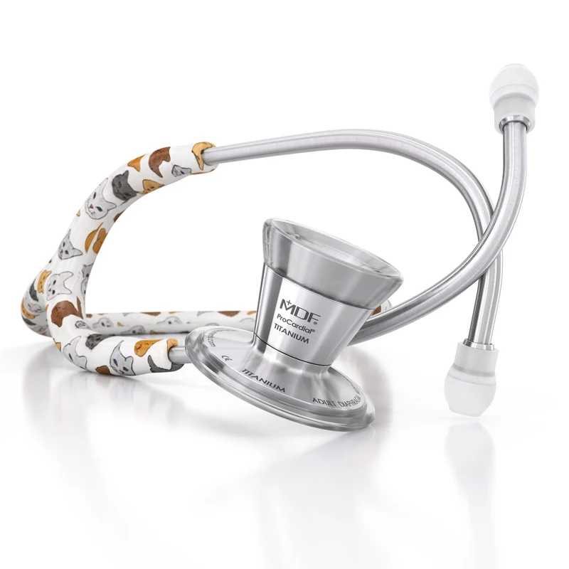 ProCardial® Titan Erwachsenen Kardiologie Stethoskope -Purrfect (Catprint)+Transportetui