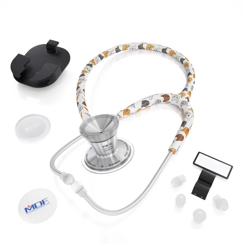 ProCardial® Titan Erwachsenen Kardiologie Stethoskope -Purrfect (Catprint)+Transportetui
