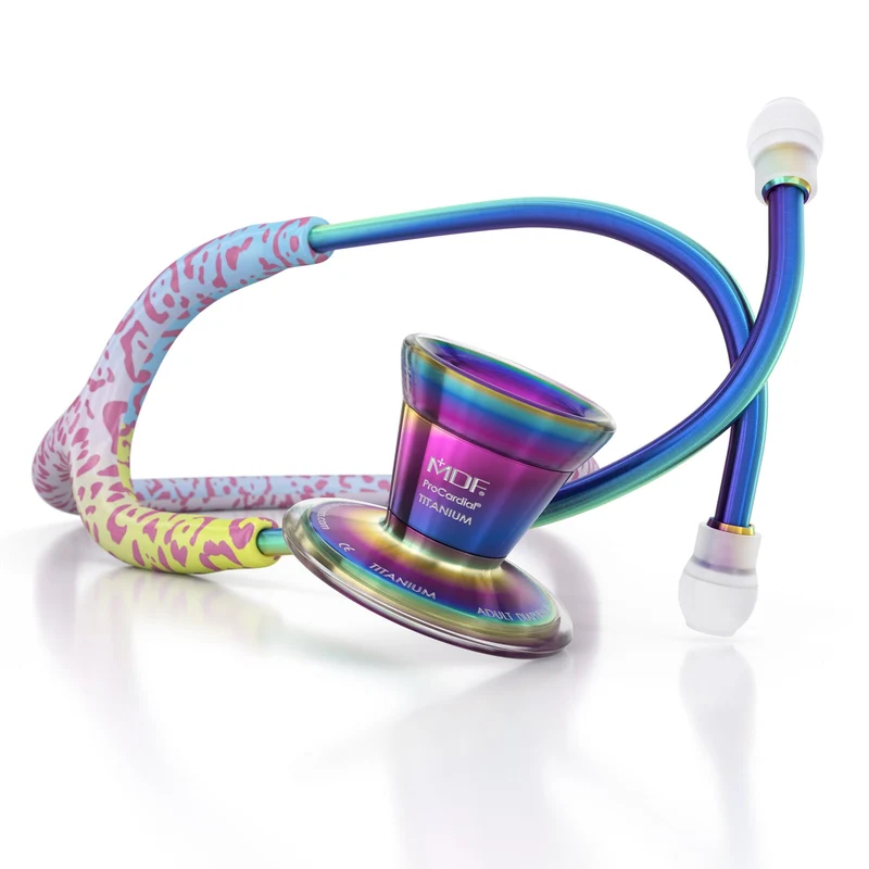ProCardial® Titan Erwachsenen Kardiologie Stethoskope - Leopard /Kaleidoskop+Transportetui