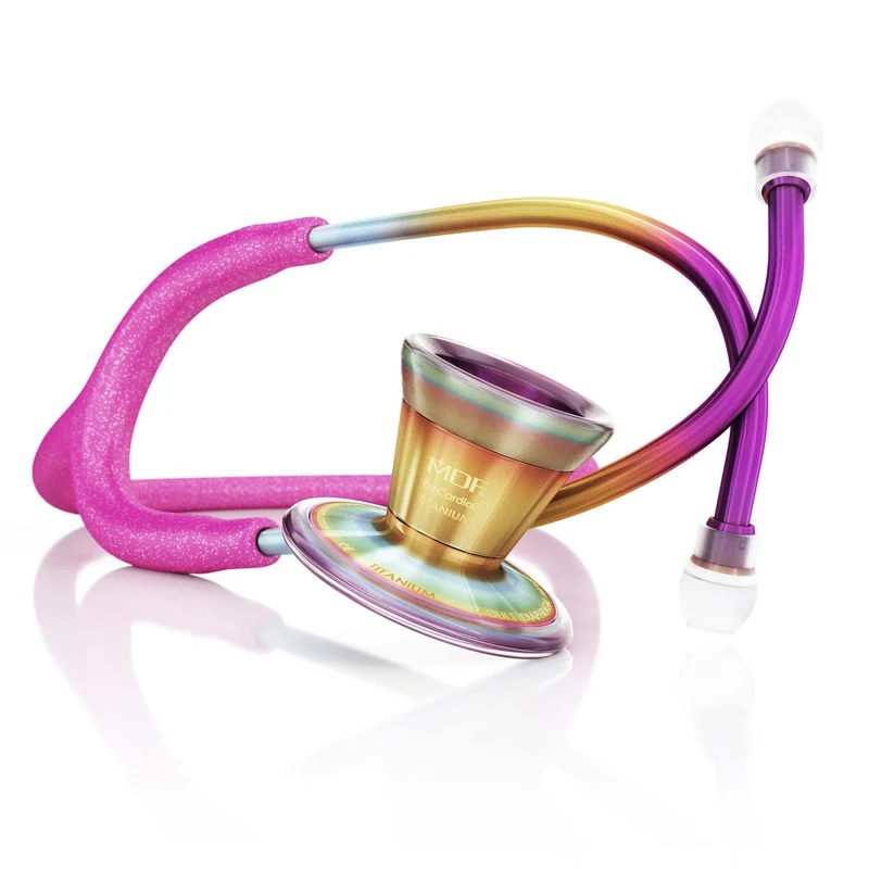 PROCARDIAL® TITAN KARDIOLOGIE ERWACHSENEN STETHOSKOPE MIT ETUI - ROSA GLITZER/KLEIDOSKOP