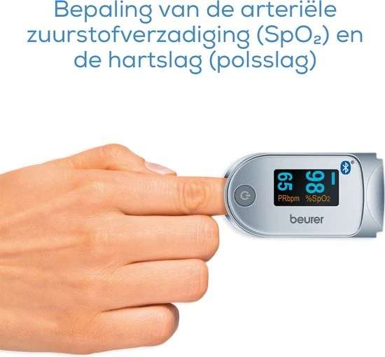 Beurer PO 60 Bluetooth Saturatiemeter - Pulse-oximeter ‚Zuurstofmeter vinger - Hartslagmeter
