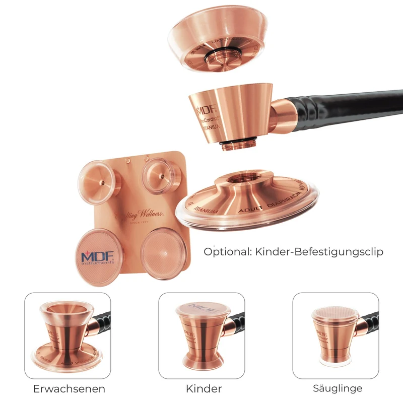 Aufsätze für Kinder und Neugeborene mit Clip - für MDF ProCardial Titan-Stethoskop - Roségold